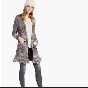 Lucky Brand Purple Multi Fringe Duster Sweater